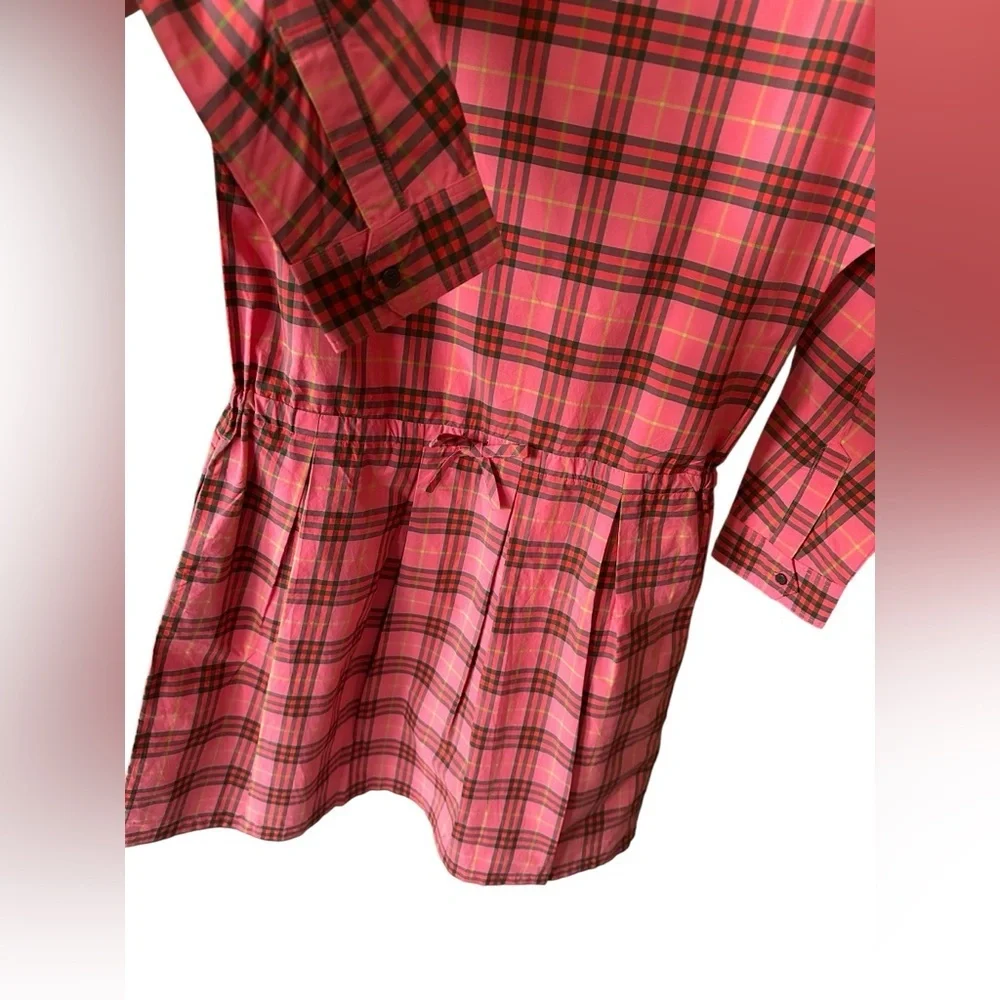 Burberry Pink Plaid Long Sleeve coral red kids Dress size 14y US
